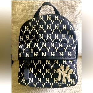 Genuine MLB New York Yankees Classic Monogram Logo Black & White Mini Backpack